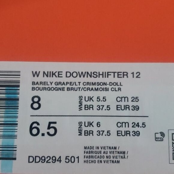 New Nike Downshifter Purple Running Sneakers Size 8 Athletic Workout Gym Casual - Picture 9 of 9